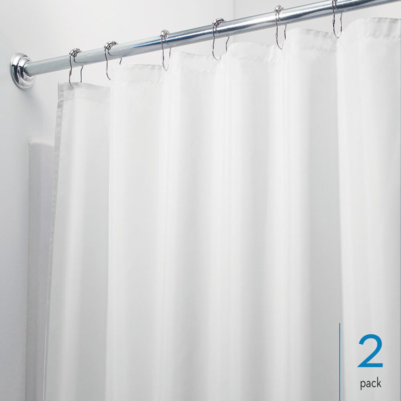 iDesign Polyester Stall Shower Curtain 54" x 78" Set of 2 White